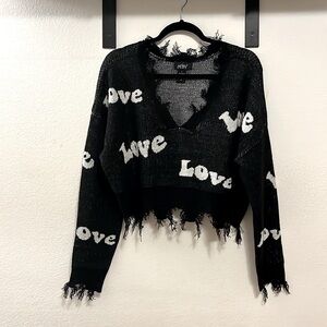 (L) LOVE Crop Sweater by Just Polly NY